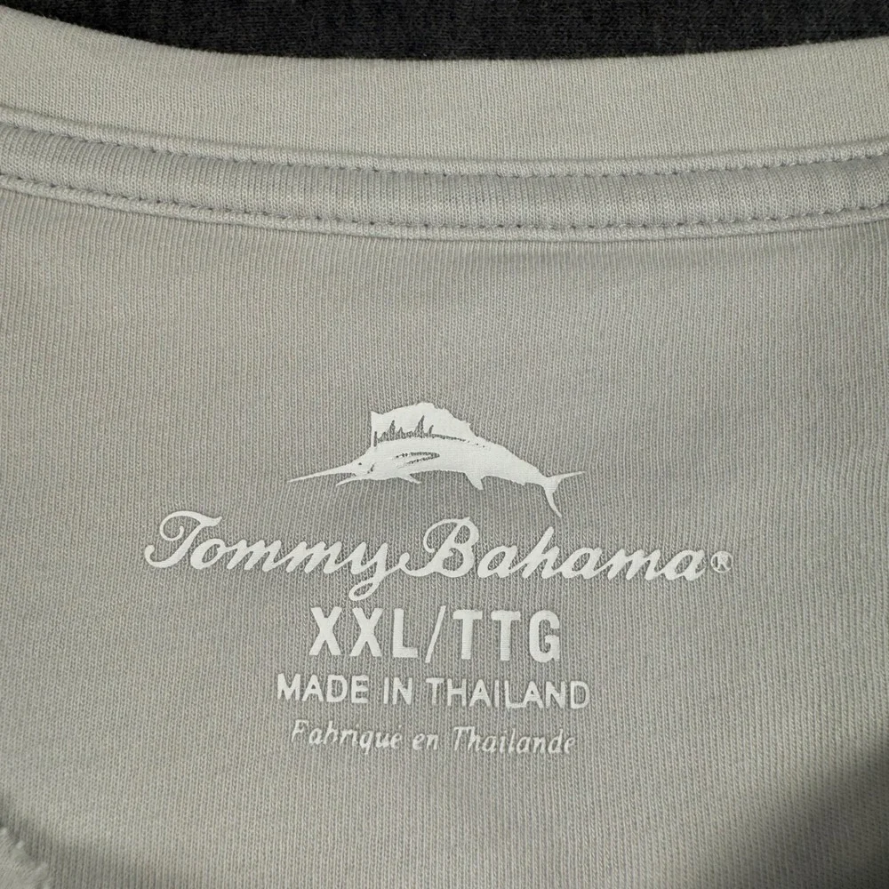 Tommy Bahama Mens‎ XXL Long Sleeve Henley Shirt Gray Cotton Blend Casual Top